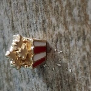 Gold Over Sliver and Red Popcorn Charm Bracelet